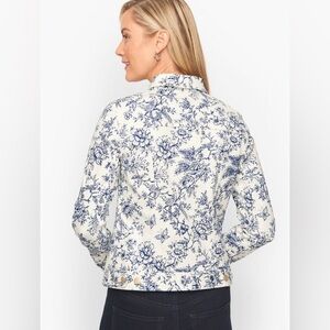 TALBOTS CLASSIC DENIM JACKET - BIRD TOILE